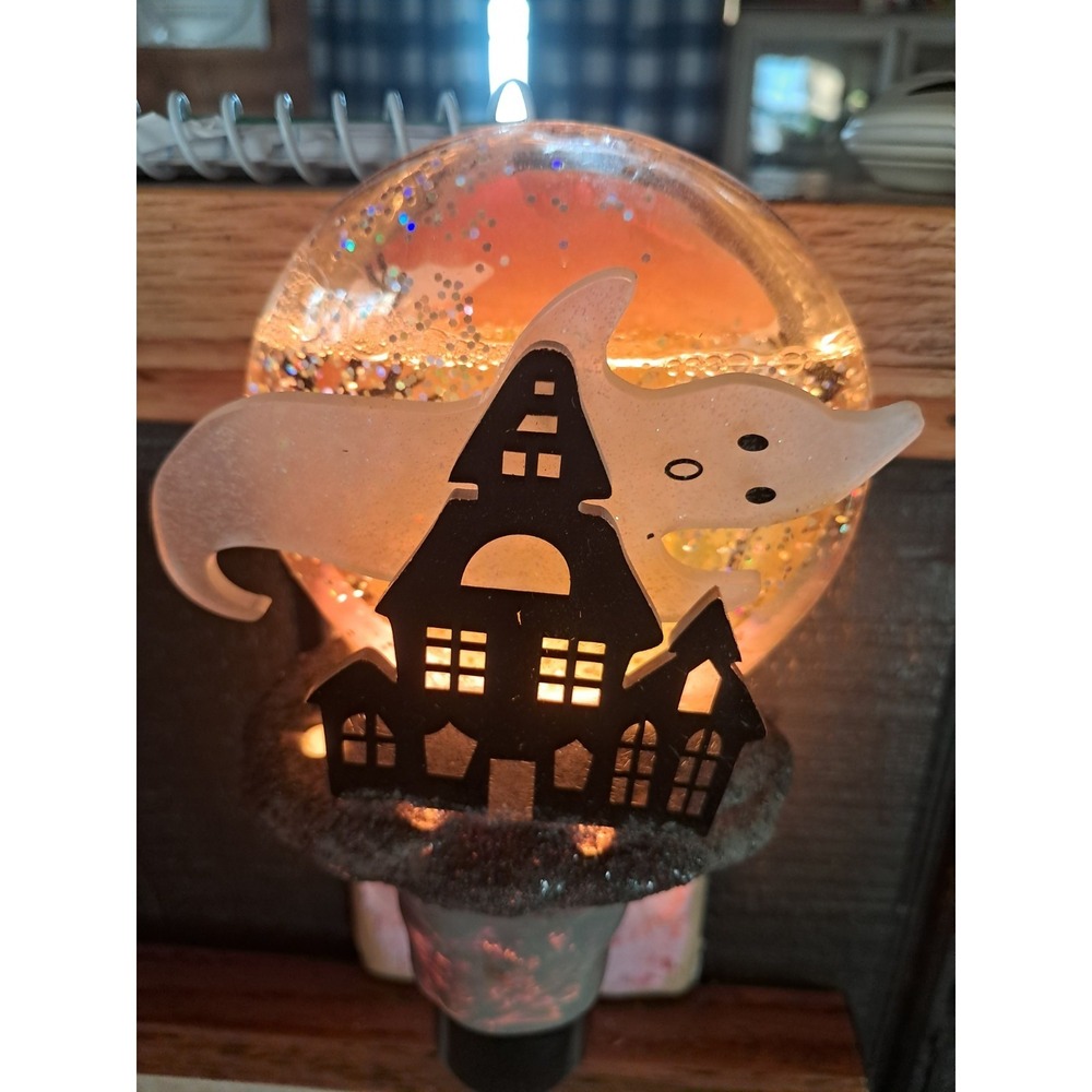 Vtg Halloween Haunted House Ghost Snow Globe Night Light Cover 4.5" J16
